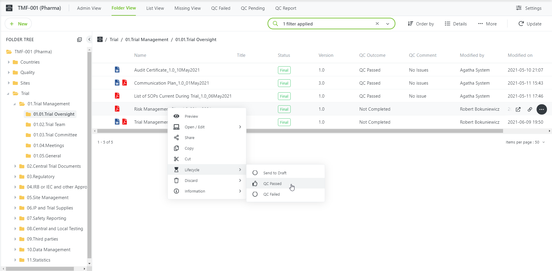 screenshot of Agatha Applications
